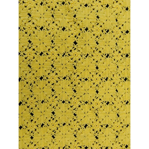 Vintage Handmade Yellow Crochet Blanket Floral Granny Square 35"x60" Clean - Picture 5 of 8
